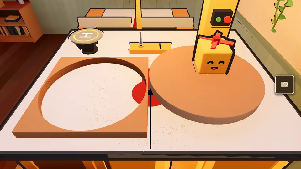 The cube buddy cutting a circle on the bandsaw
